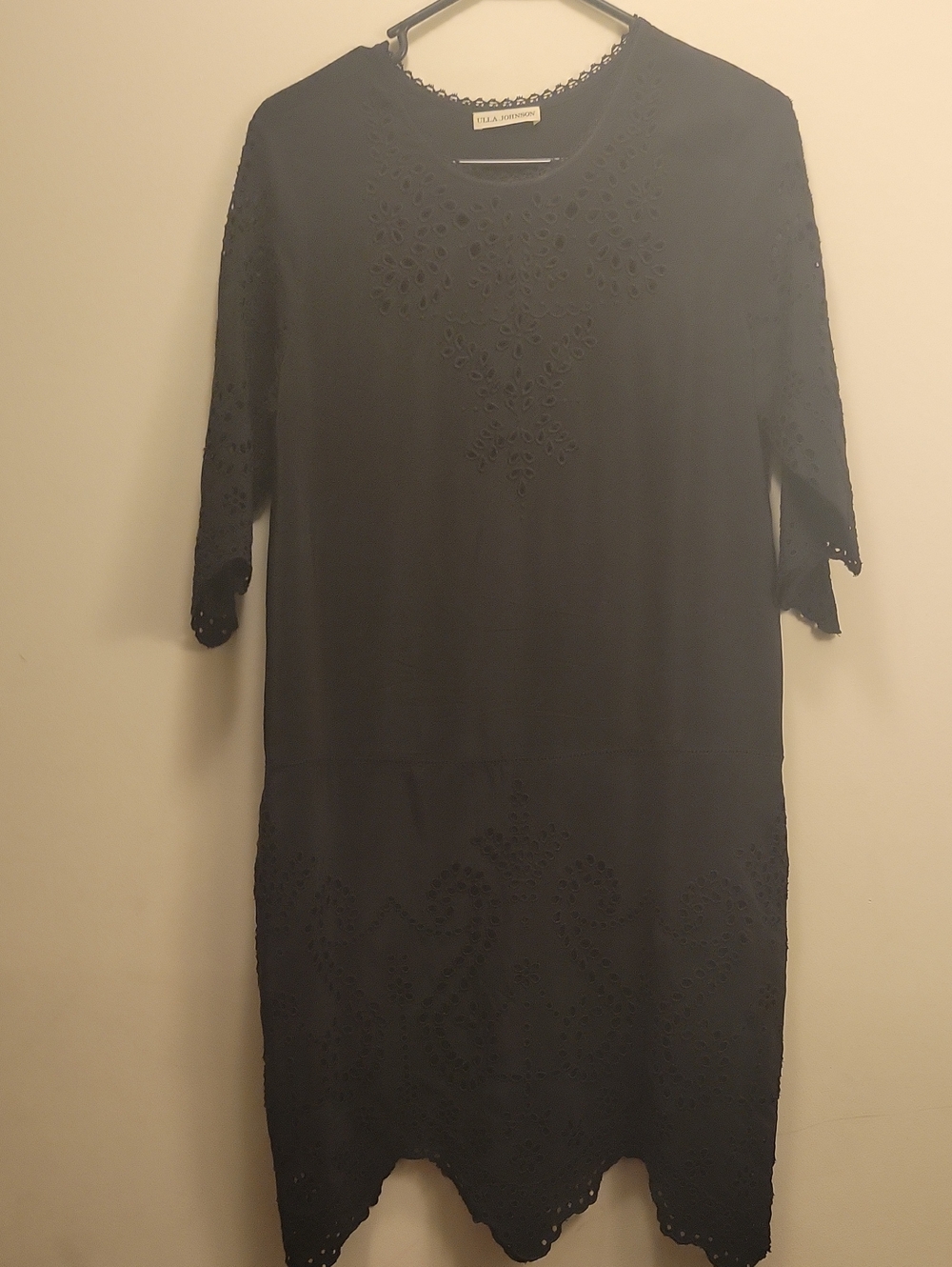 Ulla Johnson Womens Delphine In Raven Black Eyelet Lace‎ Neck Casual Dress